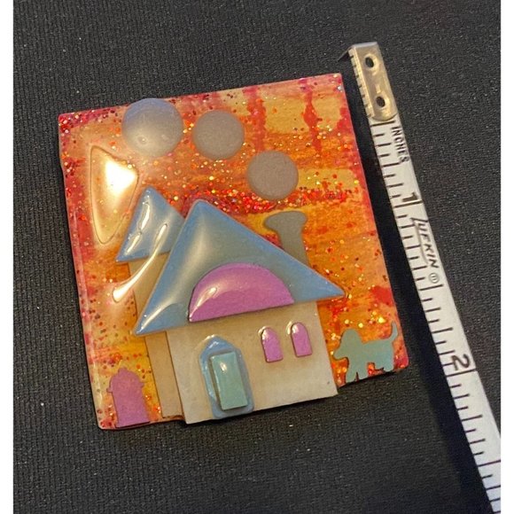 Tiny House with Blue Dog, House of Pins by Lucinda- Orange & Blue - Picture 2 of 5